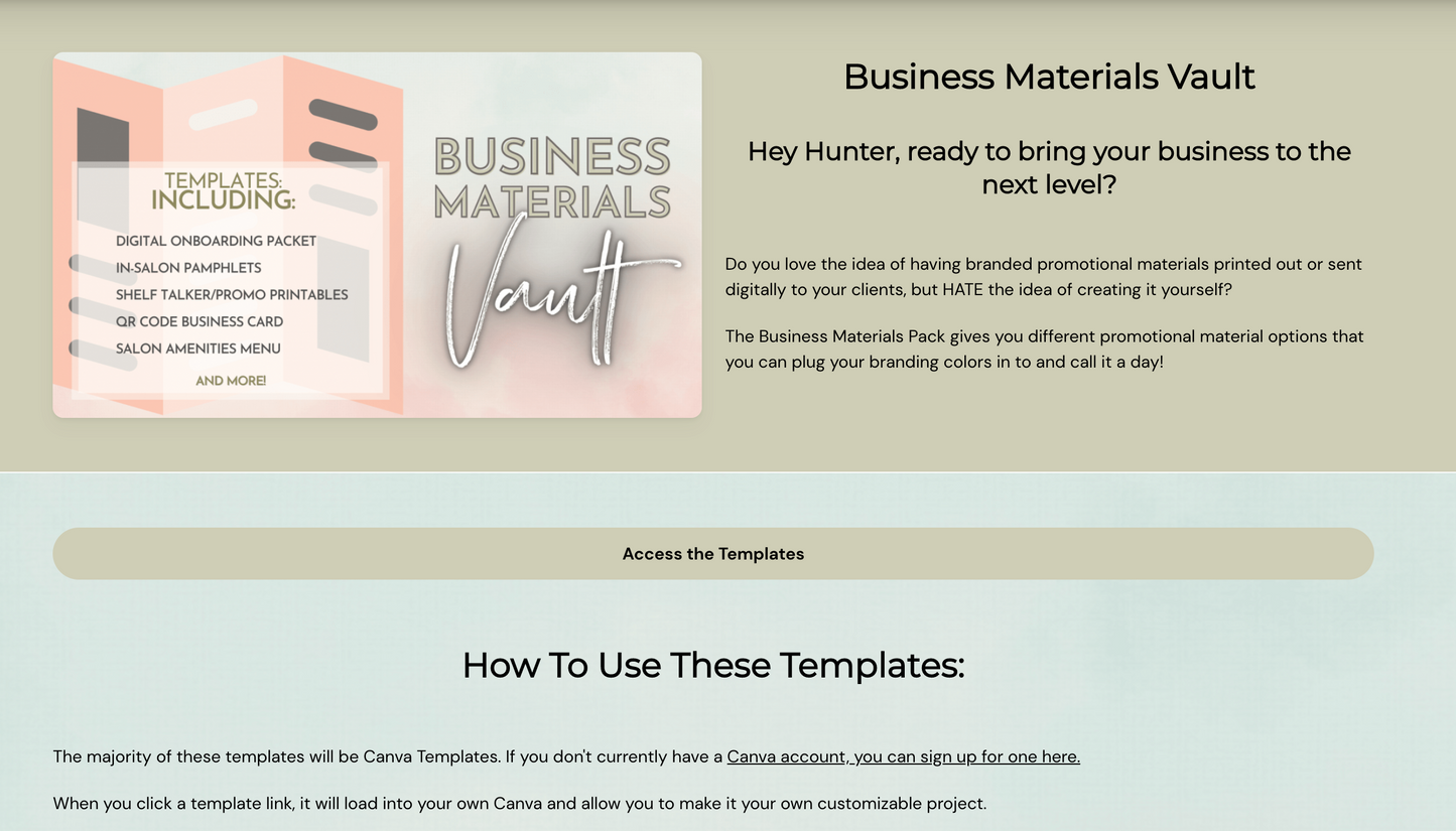 Business Materials Pack