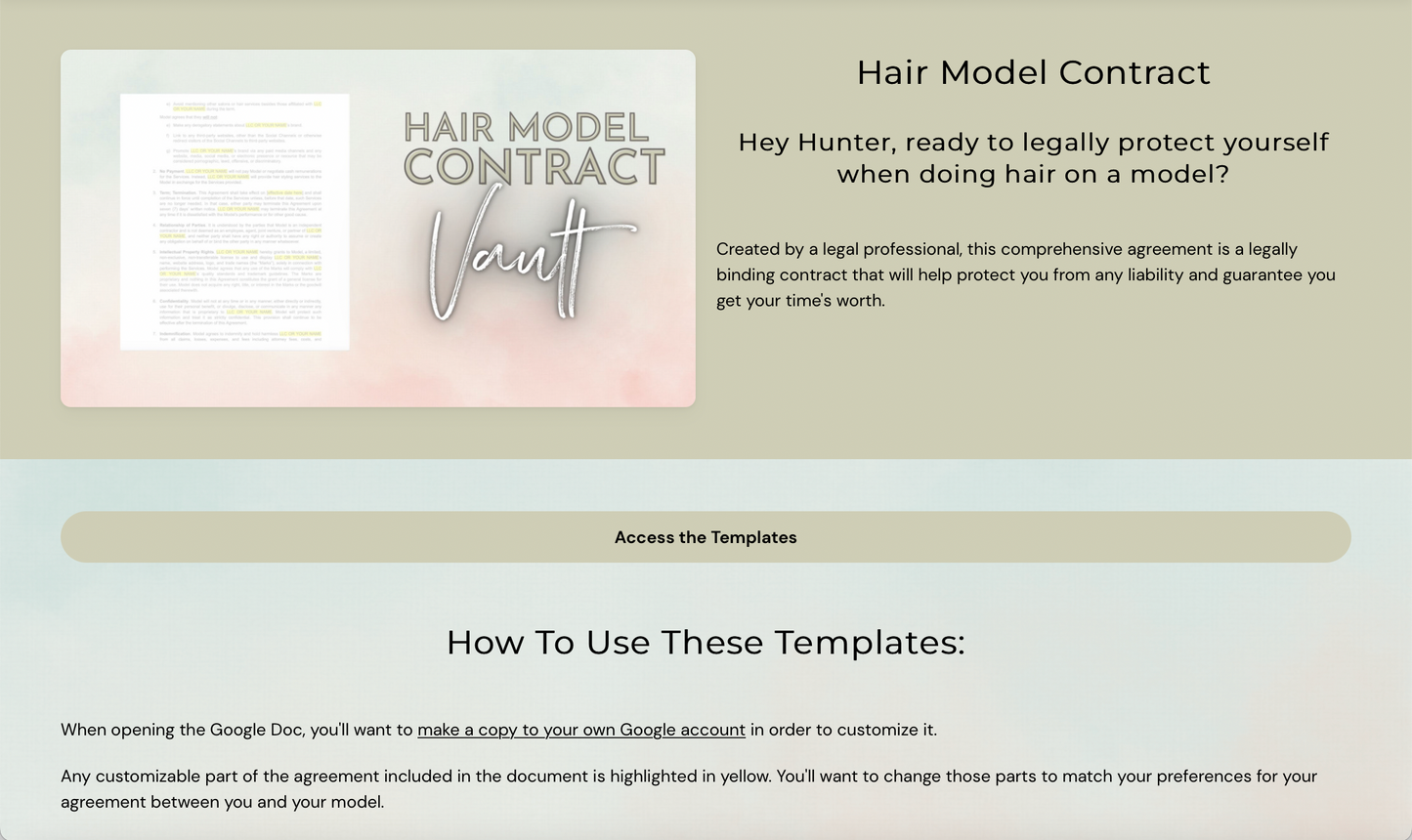 Hair Model Contract